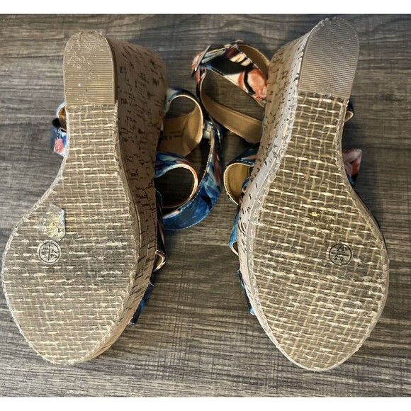 CHINESE LAUNDRY Floral Marianne Platform Wedge Sandals Womens Size 6.5 Boho Chic - Picture 8 of 10